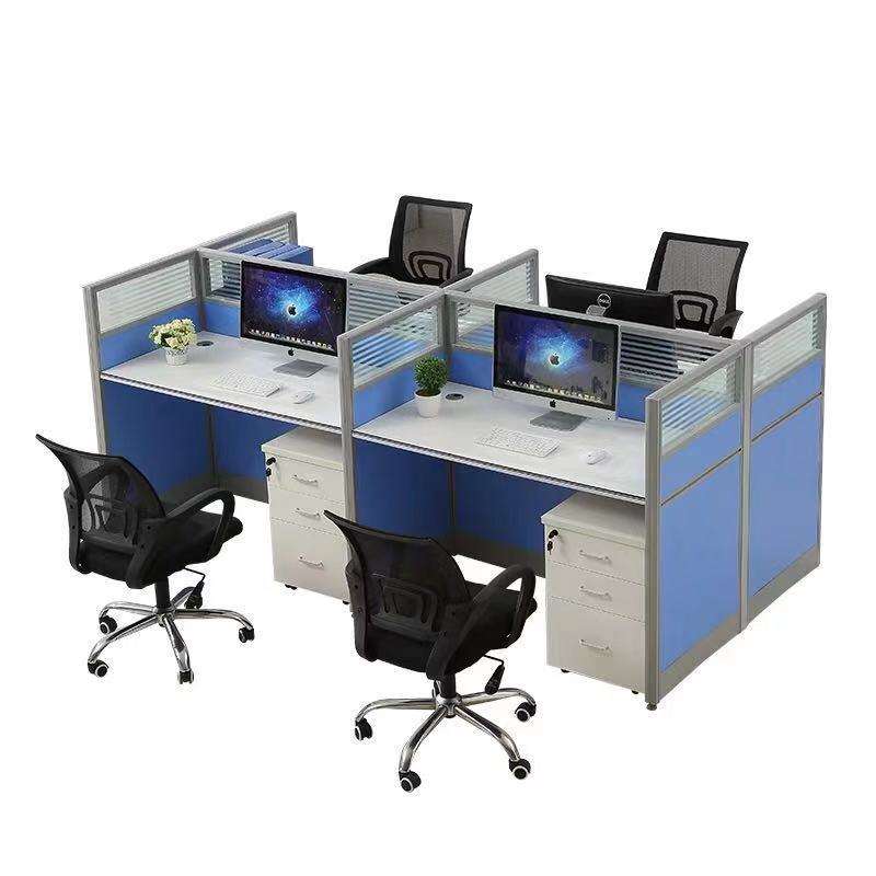 Modern Simple Contemporary Design Office Furniture 4/6 Person Screen Staff Workstation With Computer Desk Card Holder Panels