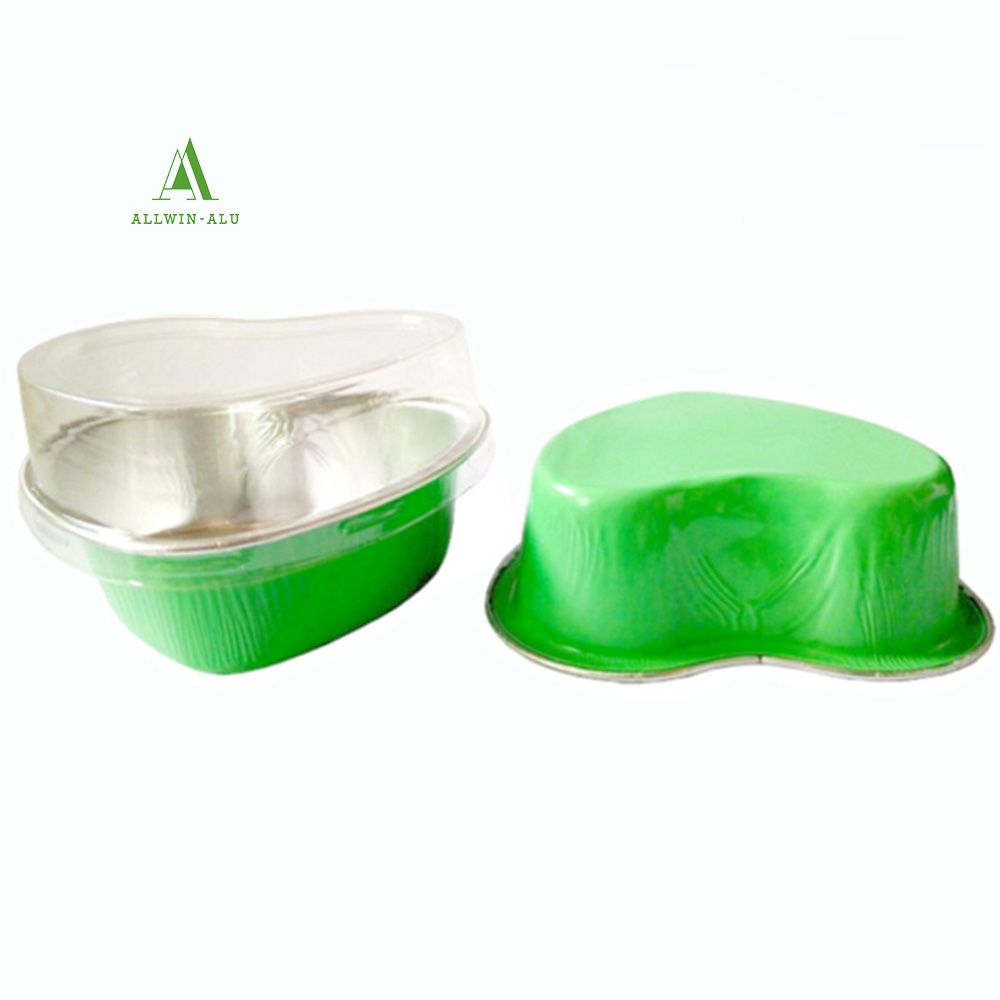 Wholesale High Quality Disposable Heart Shaped Colorful 100ml Aluminum Foil Baking Cup with Lid