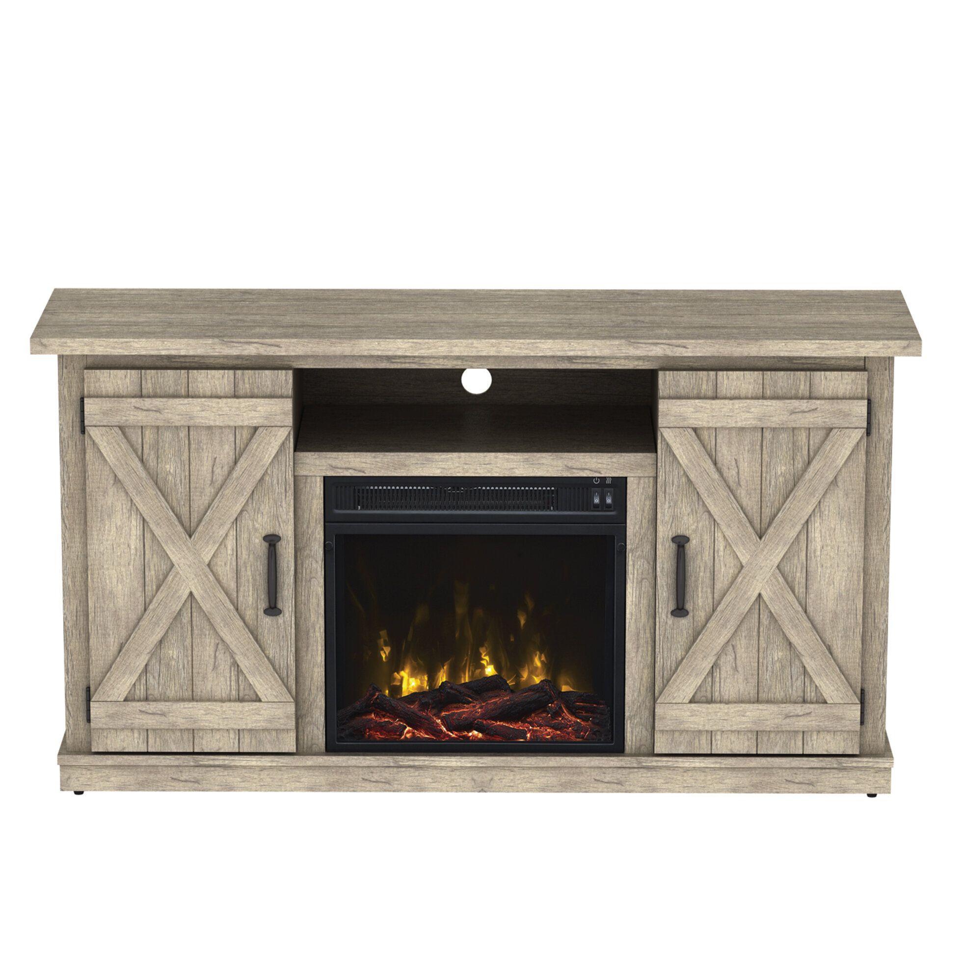 Home Furniture Modern Wooden TV Stand with Built-in Electric Fireplace for 55"