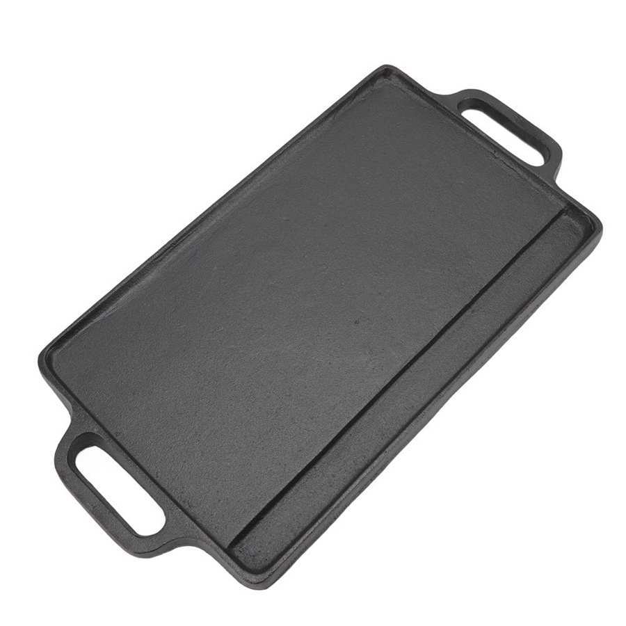 Barbecue Tool Non-Stick Double Sided Skillet Home Cookware BBQ Griddles Grill Cast Iron Sizzling Plate