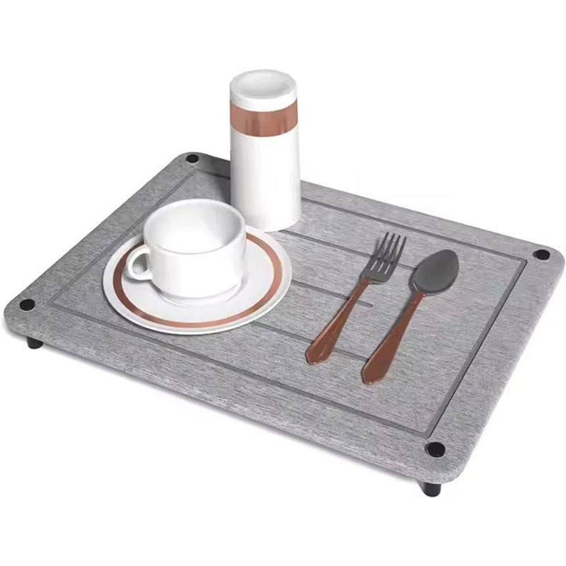 Grey Quick Stone Dish Drying Diatomaceous Earth Bathroom Bath Floor Super Absorbent Non-Slip Stone Bath Mat for Bathroom Floor