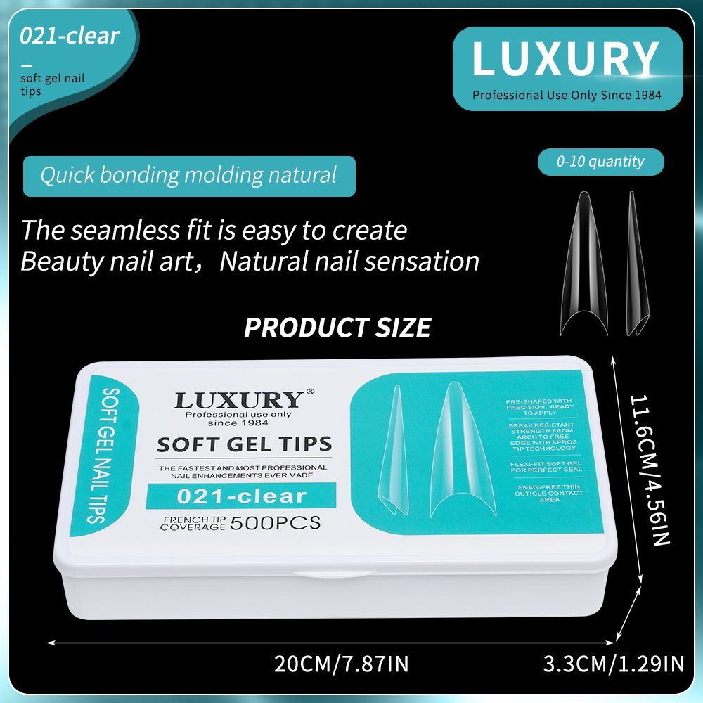 Stiletto Nail Tips Set Clear Half Cover Fake Nails Acrylic Artificial Fingernails Press-on Manicure Extension 11 Sizes