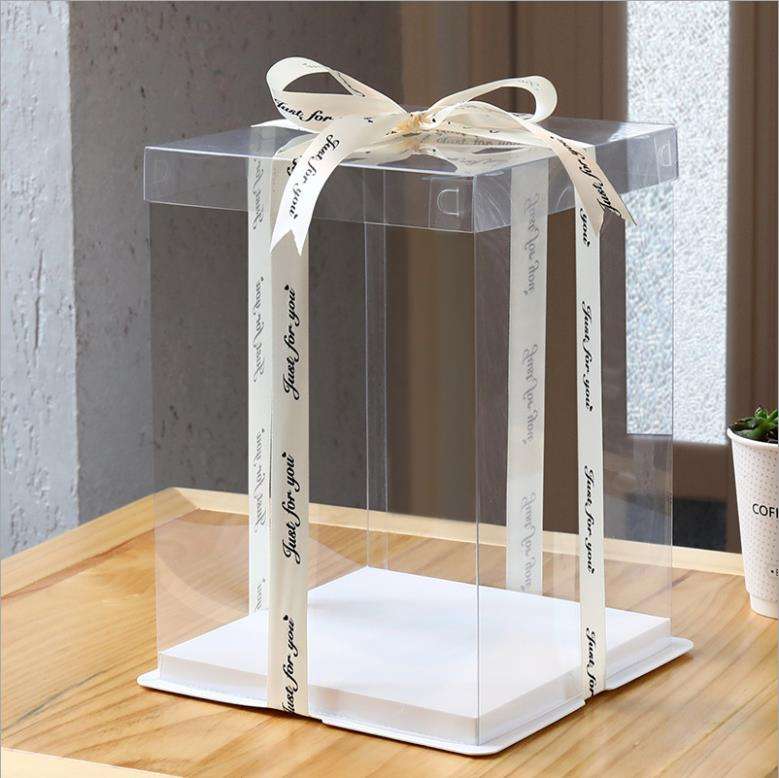Factory Supplier Price Custom Printed Logo Food Grade Paper Transparent Cake Box For Bakery Package With Clear Lid