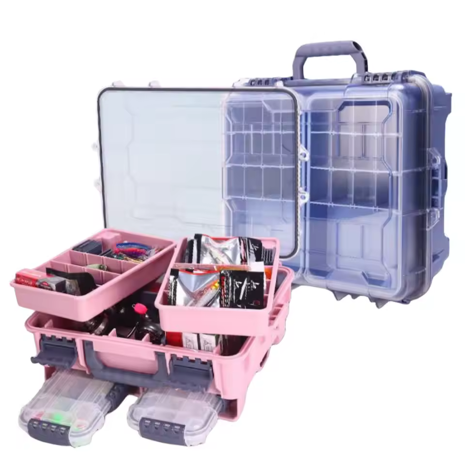 Factory Direct Fishing Tackle Box Waterproof Pp Plastic Transparent Fishing Lure Tool Box With Removable Baffle