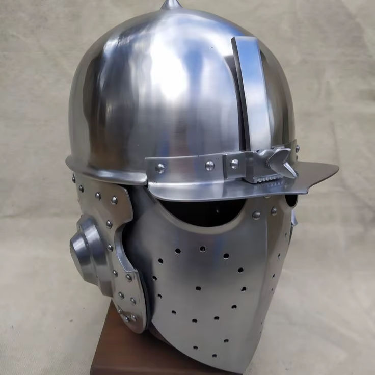 Authentic Handcrafted Viking Helmet Antique Style Silver-plated Steel And Brass Armor Battle Ready Best Priced For Home Decor