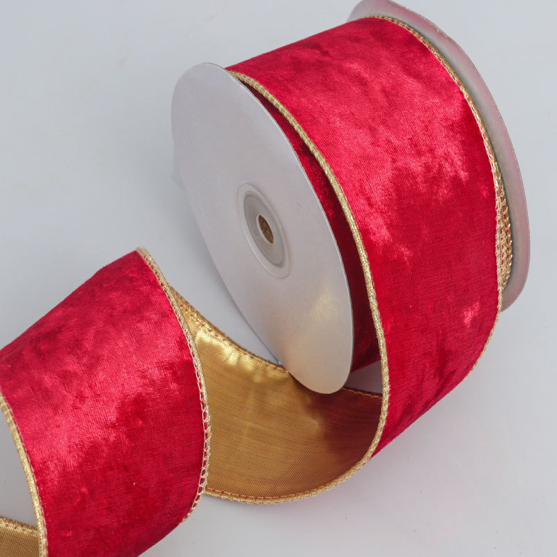 Elegant Red Wired Ribbon for Wreath Festival Home Decoration