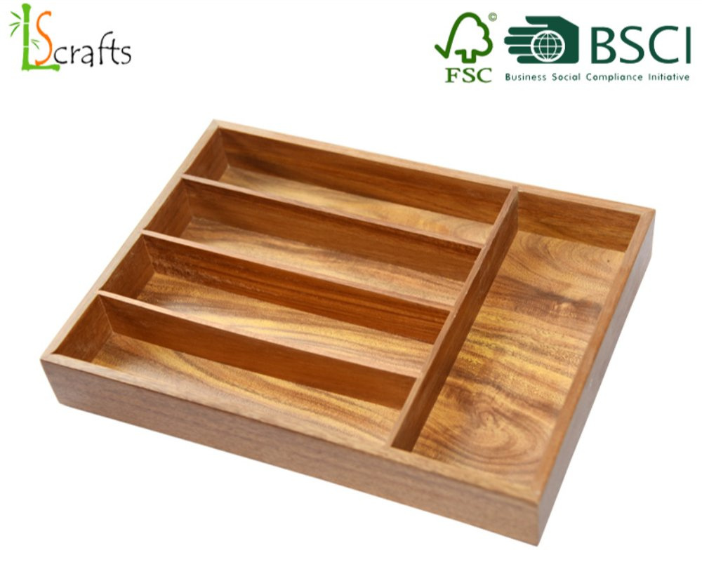 Acacia Wooden Drawer Dividers Kitchenware Flatware Cutlery Trays