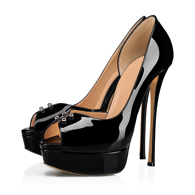 Women's Platform Stiletto Heels Shoes Peep Toe Pumps 6 Inch Heels