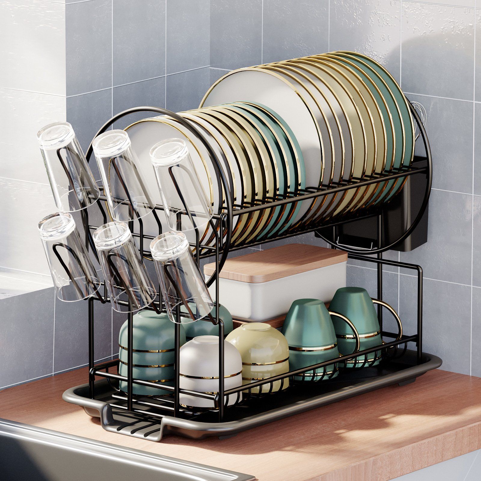 Kitchenware Kitchen Accessories Tableware Storage Steel Rack Shelf Display Rack Dish Rack
