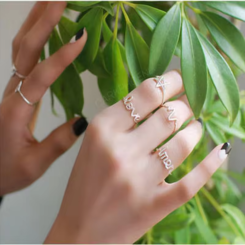 Original Authentic Hot Sales Simple Silver Ring Tail Finger Curve Ring 925 Silver Sterling For Lovers