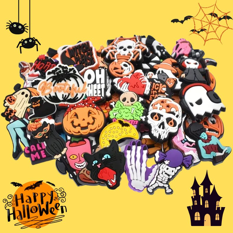 Factory Wholesale Halloween Series Pumpkin Little Devil Elements Random Shoes Charm or Phone Case Accessories