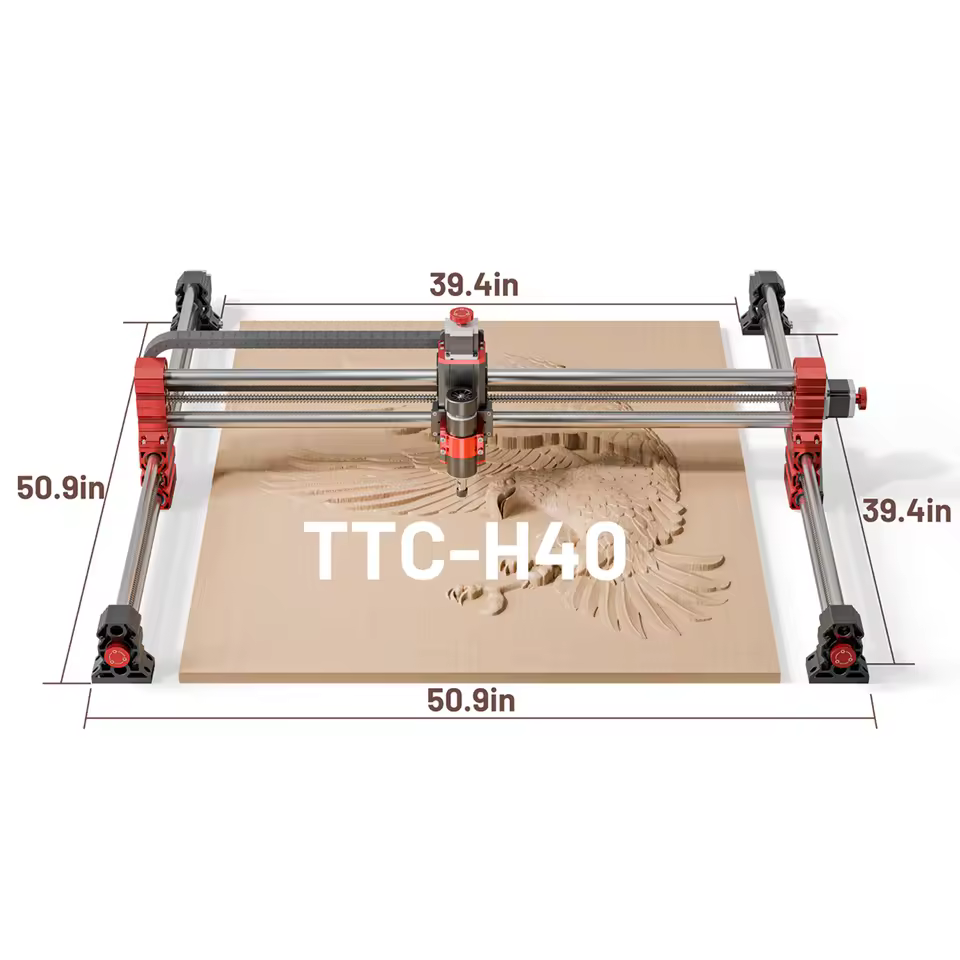 Twotrees 2025 Ttc-h40 4 Axis Large 1m*1m Working 800w Spindle Cnc Router Machine For Antique Carved Wood Furniture Bedside Table