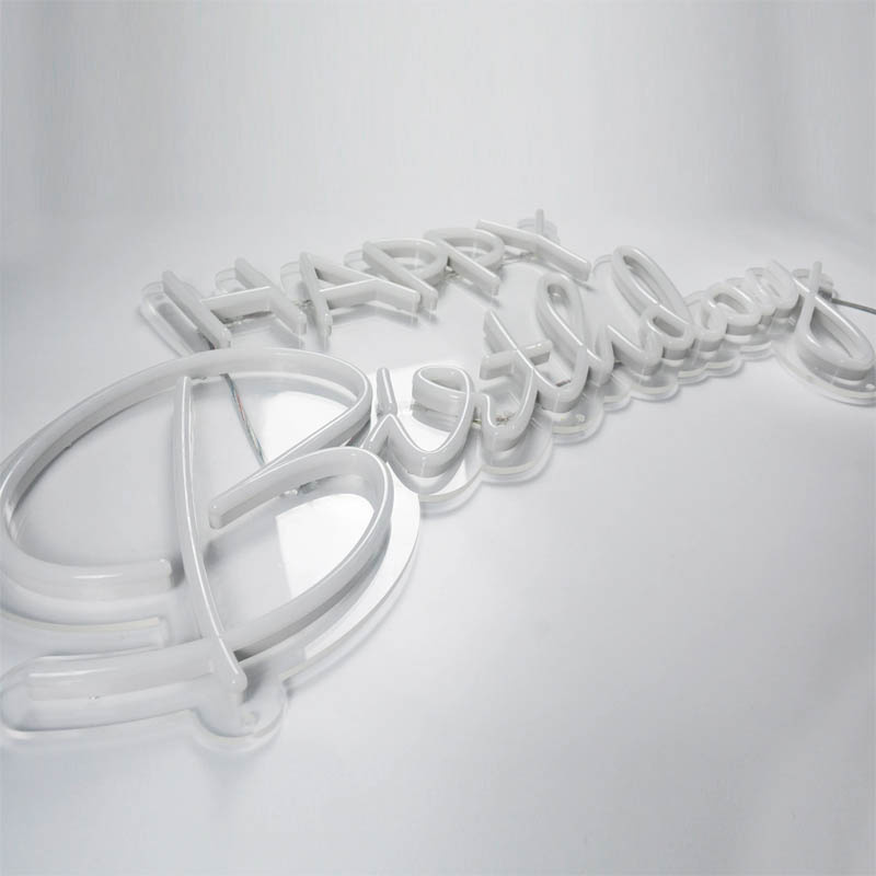 Decorative Illuminated Acrylic Neon Signs Face and Top Side Lighting Happy Birthday Decor