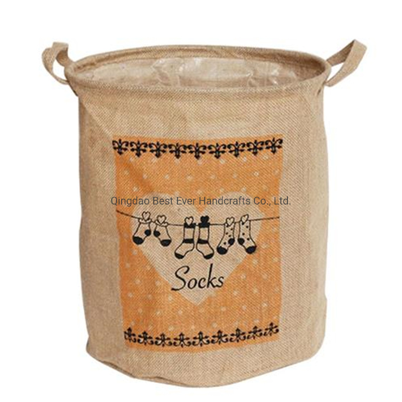 Jute Canvas Fabric Laundry Hamper