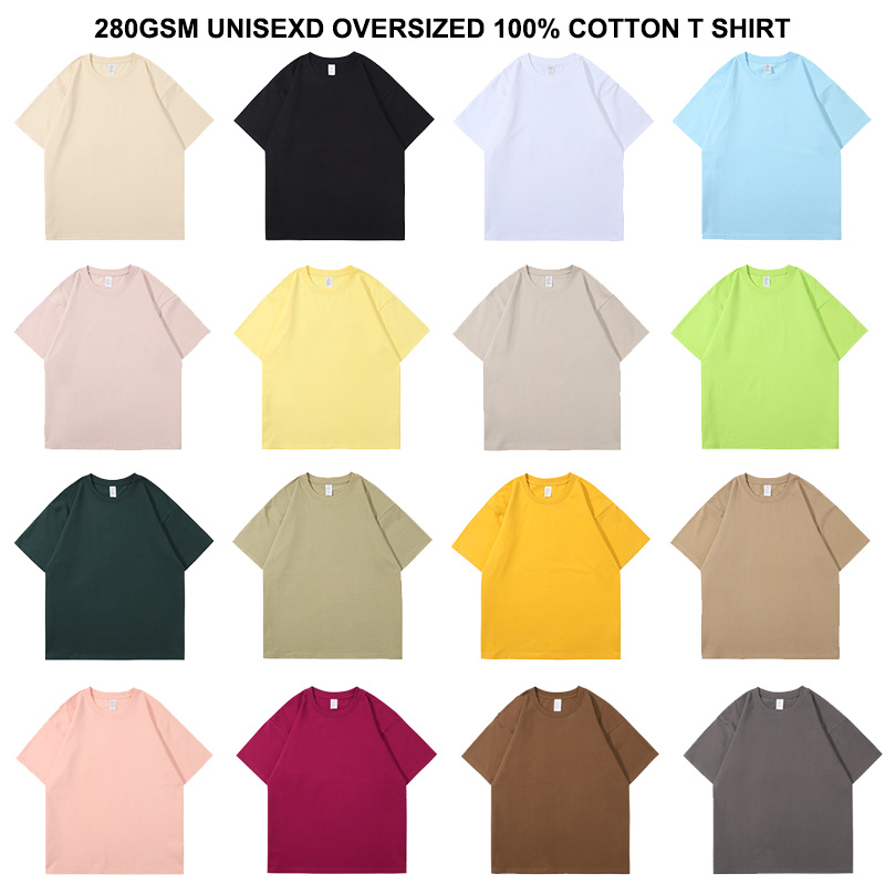 280GSM Unisex Oversized T-Shirts Heavyweight Cotton Tee Crew Neck Short Sleeve T Shirts Loose Fit Basic Essential Soft Classic Tees