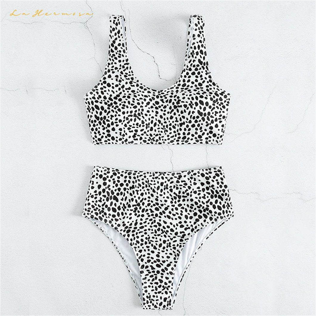 Hot Sale Beach Wear Women Retro Polka DOT Print Bikini Two-Piece Swimsuit White Bathing Suit Beach Suit Wholesale Designer Swimwear