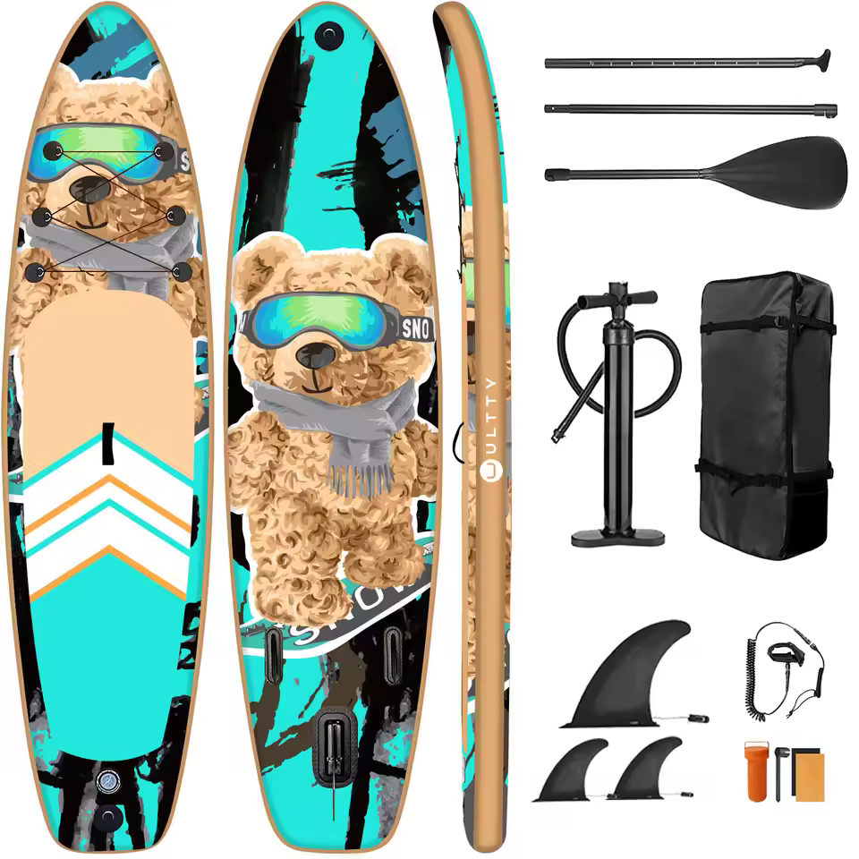 Stock 12.6ft Isup Inflatable All-around Stand-up Paddle Board 160kg Load Capacity 3 Fin System Drop Stitch For Surfing Racing