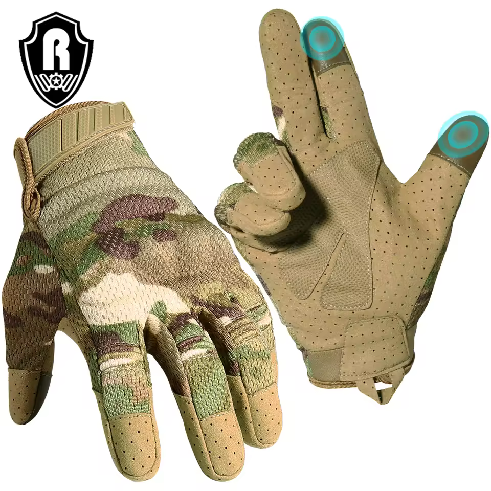 Hot On Amazon High Quality Breathable Touch Screen Non Slip Windproof Wear Resistant Full Finger Tactical Gloves