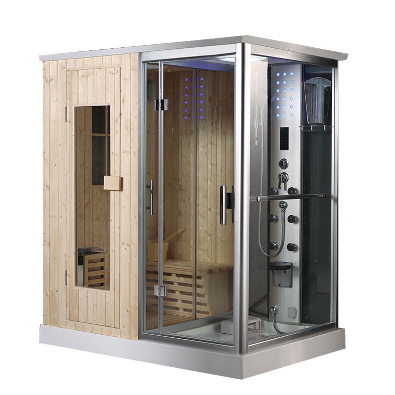HS-Sr013 Mini 2 Person Dry Solid Wood Sauna Room Home Indoor Steam Sauna Room Personal Steam Shower Sauna Combo