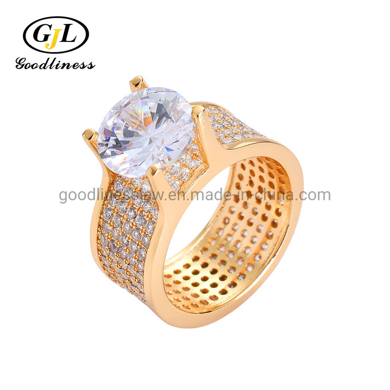 Punk Design Ring Brass Full Micro Paved CZ Rings Diamond Ring for Women