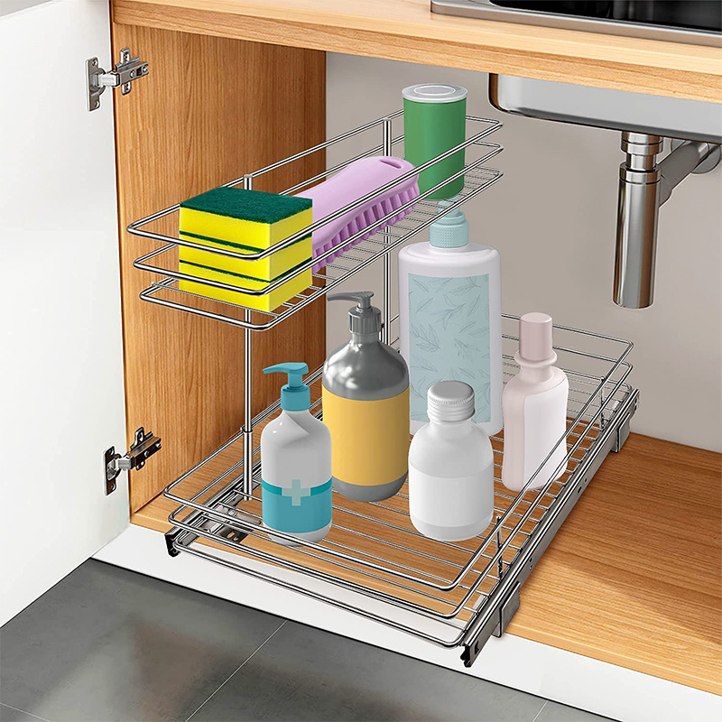 New Design 2 Tier Muti-Functional Under Sink Organizer with Sliding Storage Drawer
