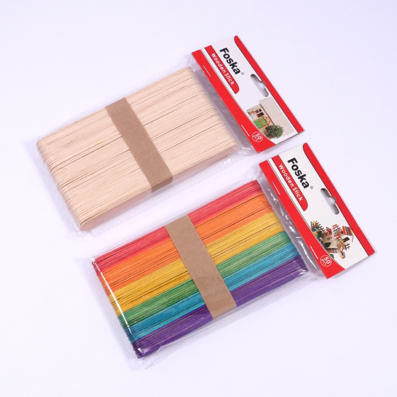 Foska Popsicle Sticks for Crafts Hair Removal and Waxing Flat Natural Color Wooden Crafts Sticks for Stirring Tongue Depressor