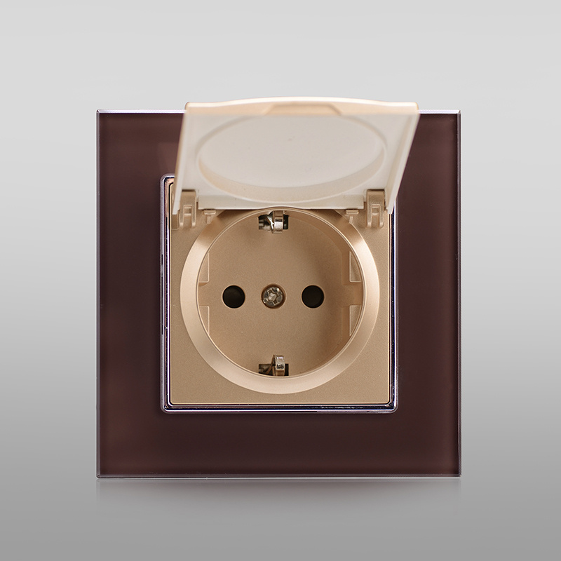 2024 New Design Home Use Tempered Glass Material CE TUV Guaranteed dust cover schuko socket