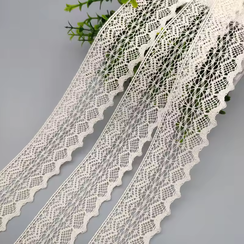 Factory Supplier White Alencon Lace Trim Crochet Chemical Border Lace Trim For Garment