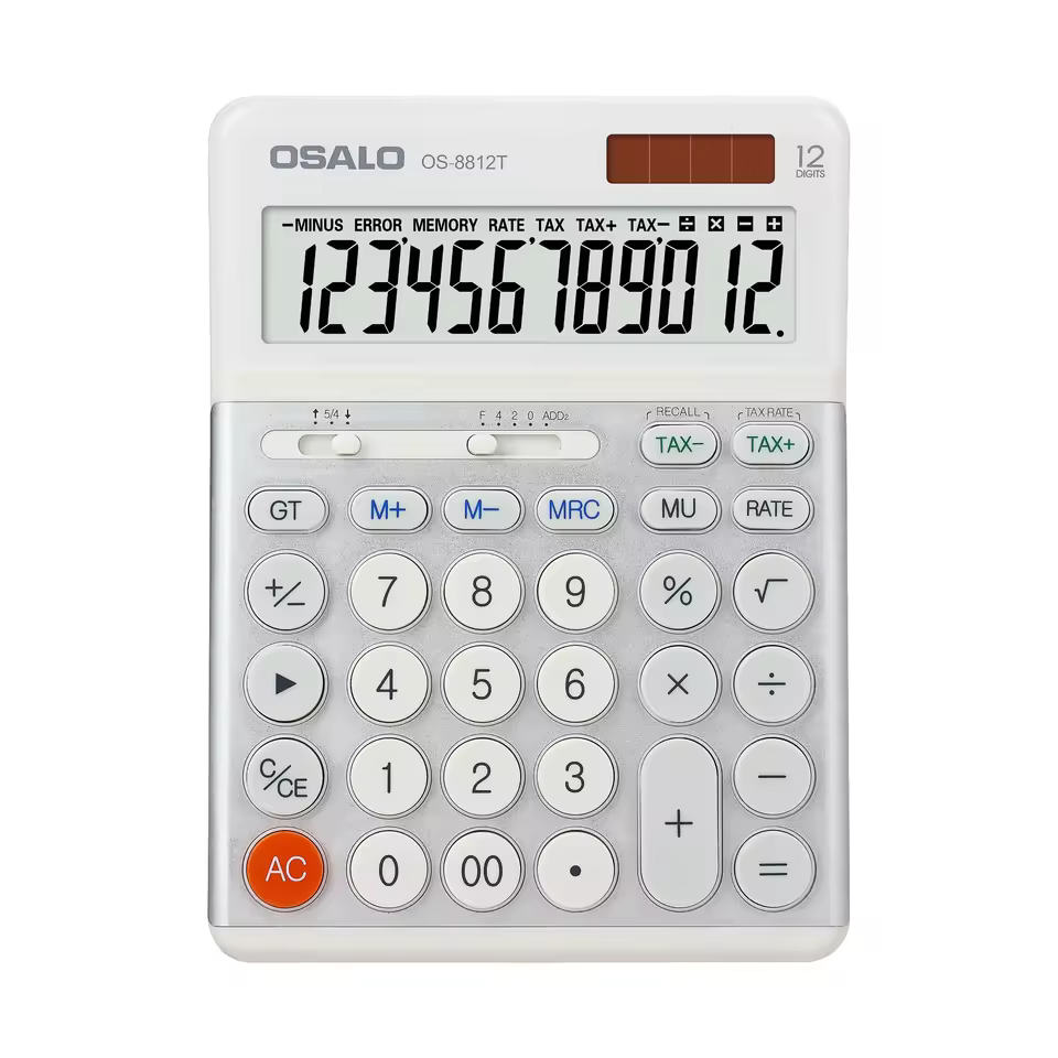 Os-8812t 12-digit Solar Tax Calculator With Large Lcd Display Battery Powered Taxes Calculators For Desktop Office Business Use