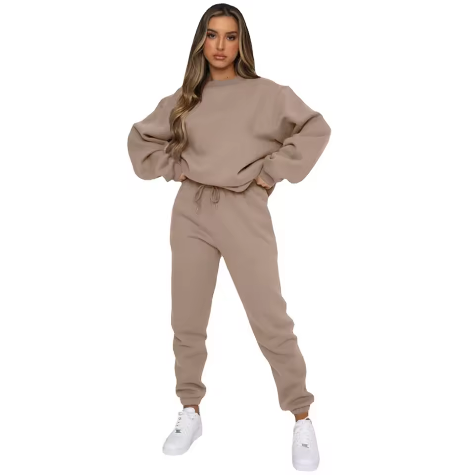 Cotton Jogger Set Manufacturer Oem Odm Women's Cozy Tracksuit Fleece Lined Lounge Set Comfortable Fit Winter Tracksuit For Women