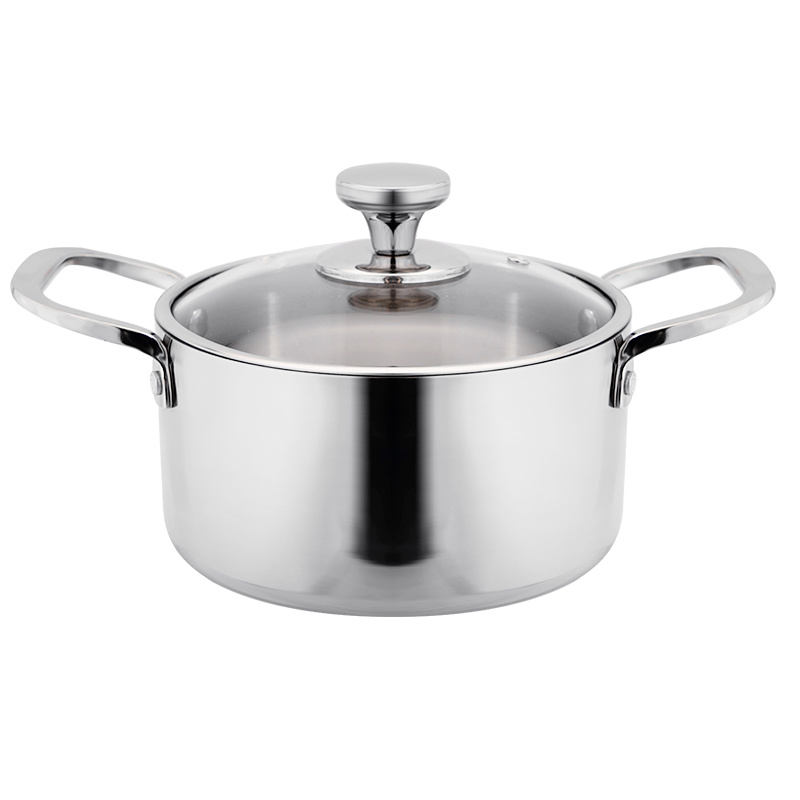 Daosheng Fast Supply Speed Home Stewing Stainless Steel Pasta Stock Soup Pot Glass Lid Pot