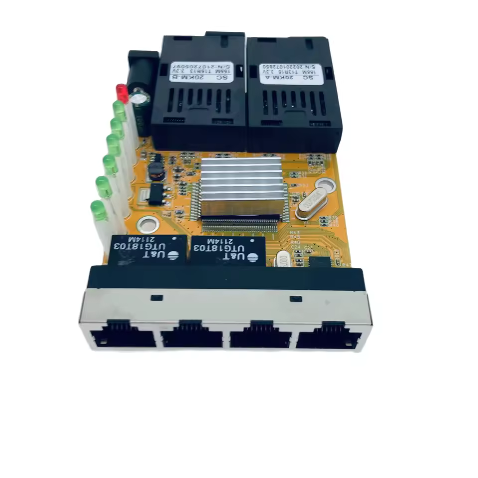 Reverse Poe Switch 2fo 4lan 100m Fiber Media Converter Pcba Board 155m 2sc 4rj45 Rpoe Support 5v 12v 24v Power Fast Ethernet Tra