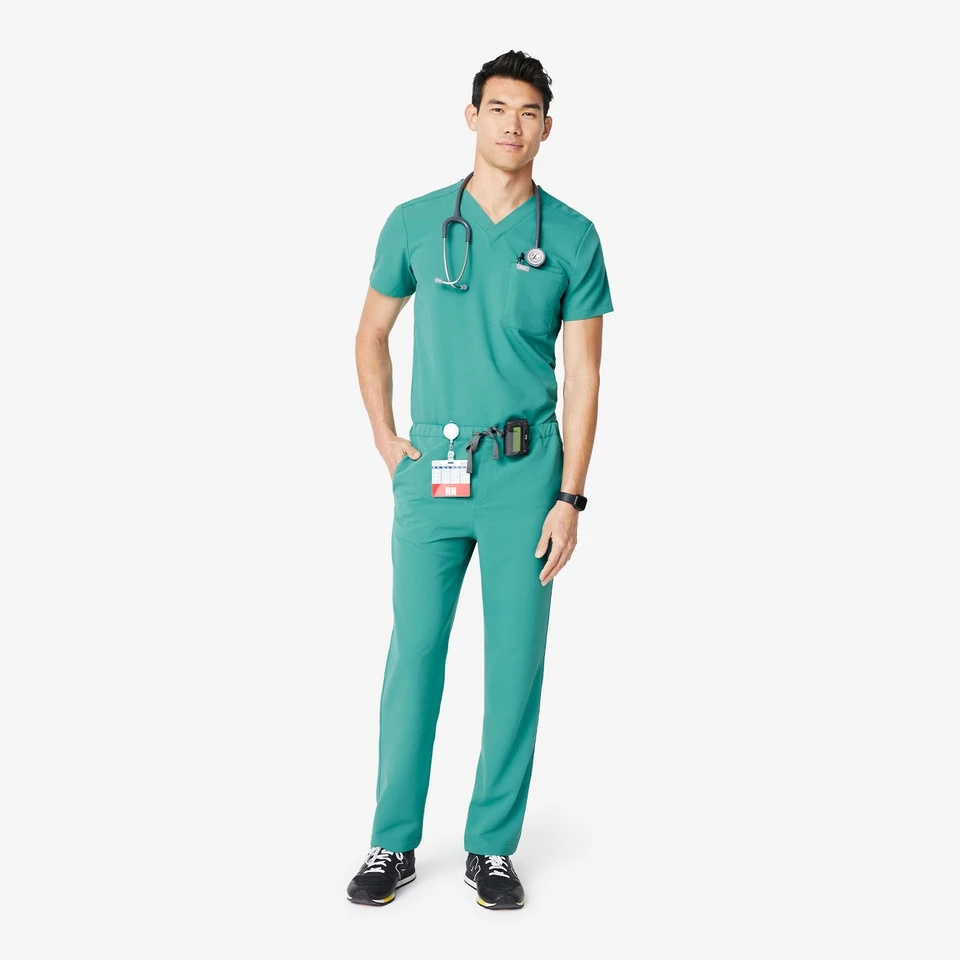 New Design Men's Polyester Spandex Scrubs Stretch Salon Uniform SPA Tunics