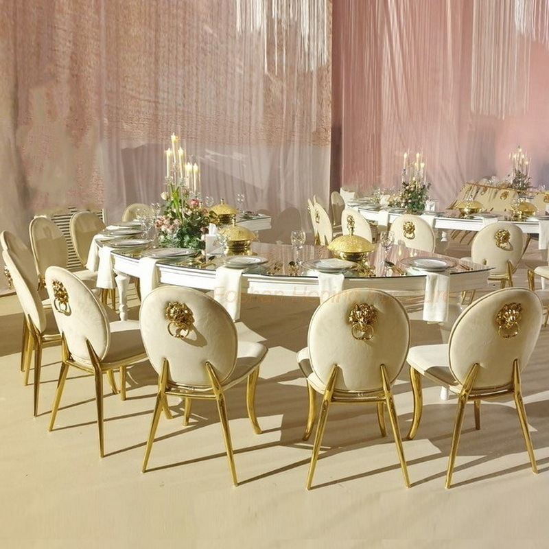 Hot Sale 72inch Rectangle Clear Glass Dining Table Outdoor Camping Picnic 12 Seater 24 Persons Sitting Banquet Table Gold Long Tables