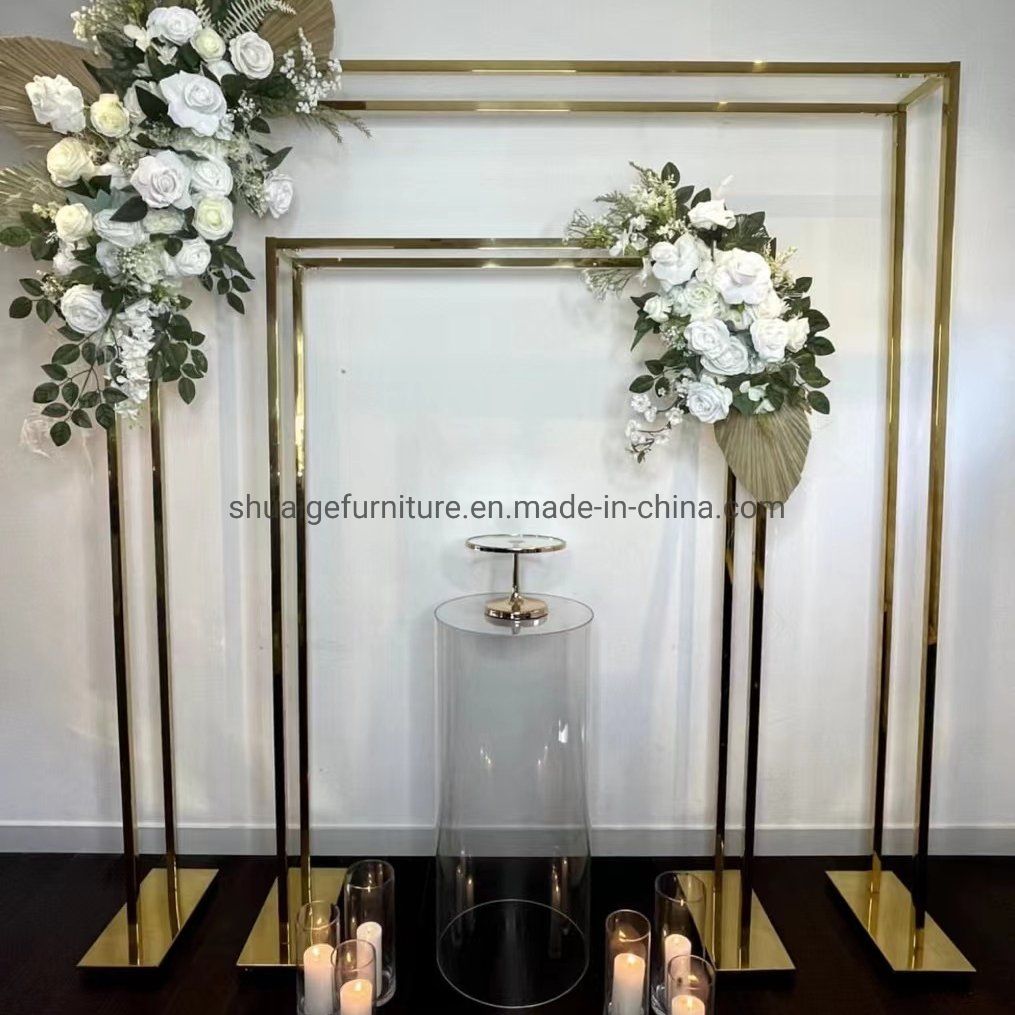 Cheap Hotel Outdoor Wedding Furniture Square Gold Stainless Steel Backdrops