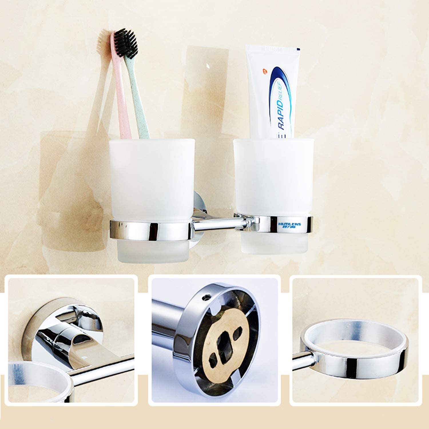 Wall-Mounted SUS304 Toothbrush Holder Double Holder