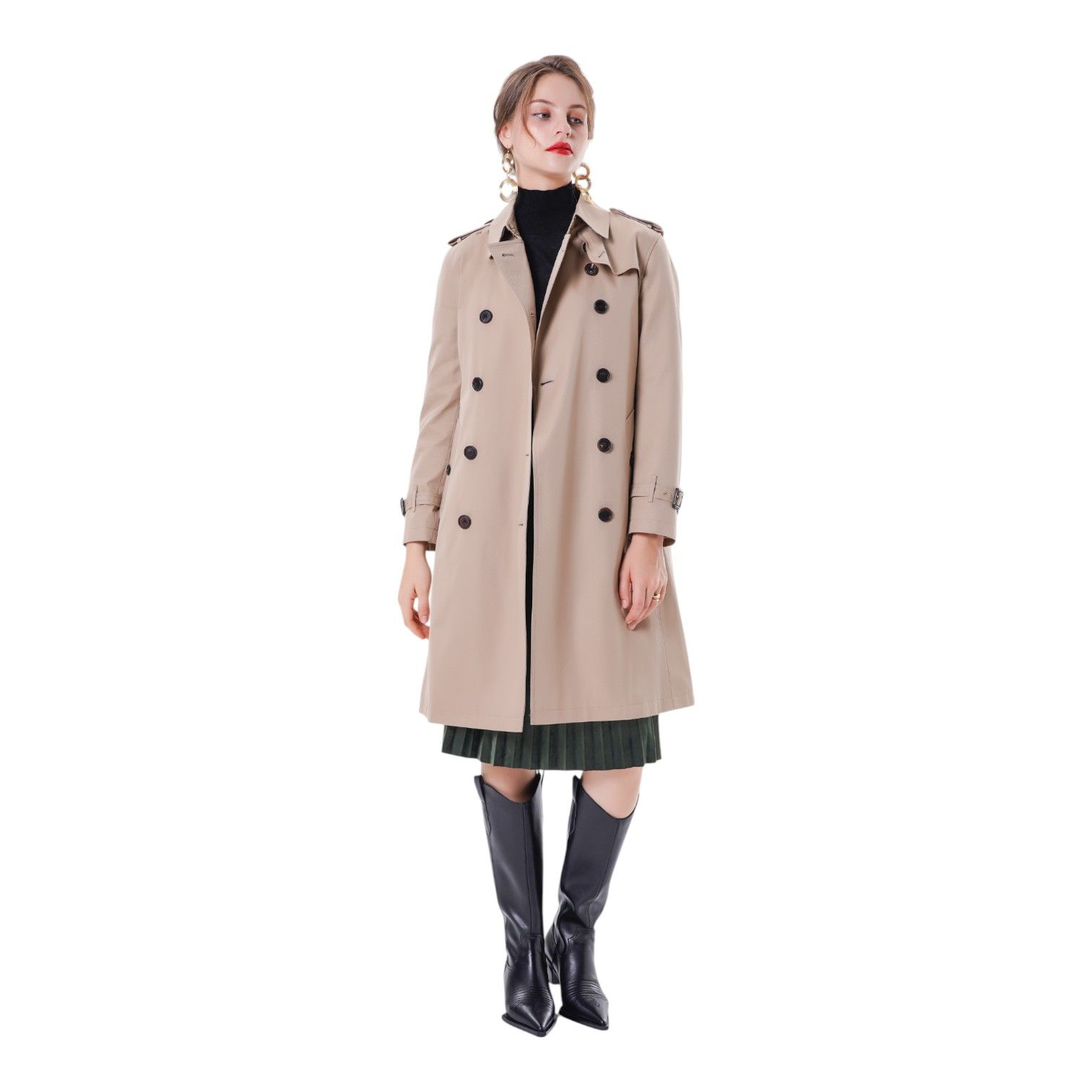 Belted Flow Design for a Chic and Feminine Appearance Bespoke Women Trench Coat
