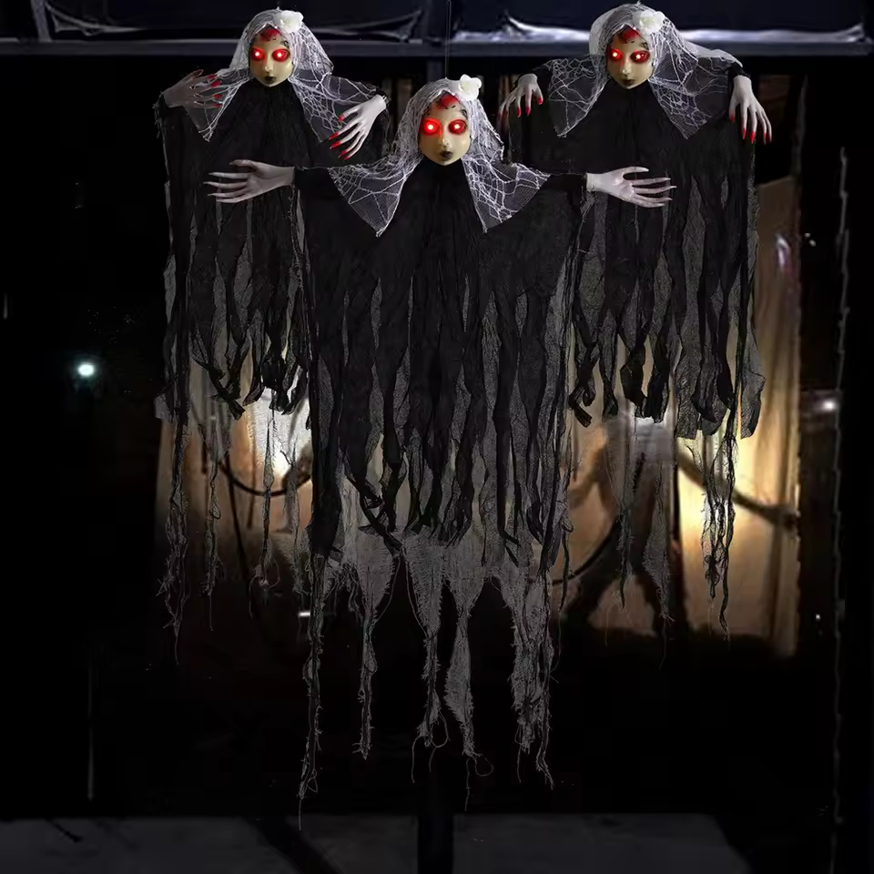 Youlun Hot Sale Dc Power Halloween Electric Skeleton Glowing Eyes Witches For Halloween Horror Party Decoration