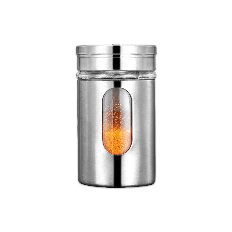 130ml Stainless Steel Coating Pepper Spice Seasonings Condiments Shaker Glass Bottle