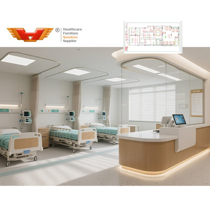 Manufacturer Ward Multi-Function Manual Patient Medical Bed Hospital Sickbed