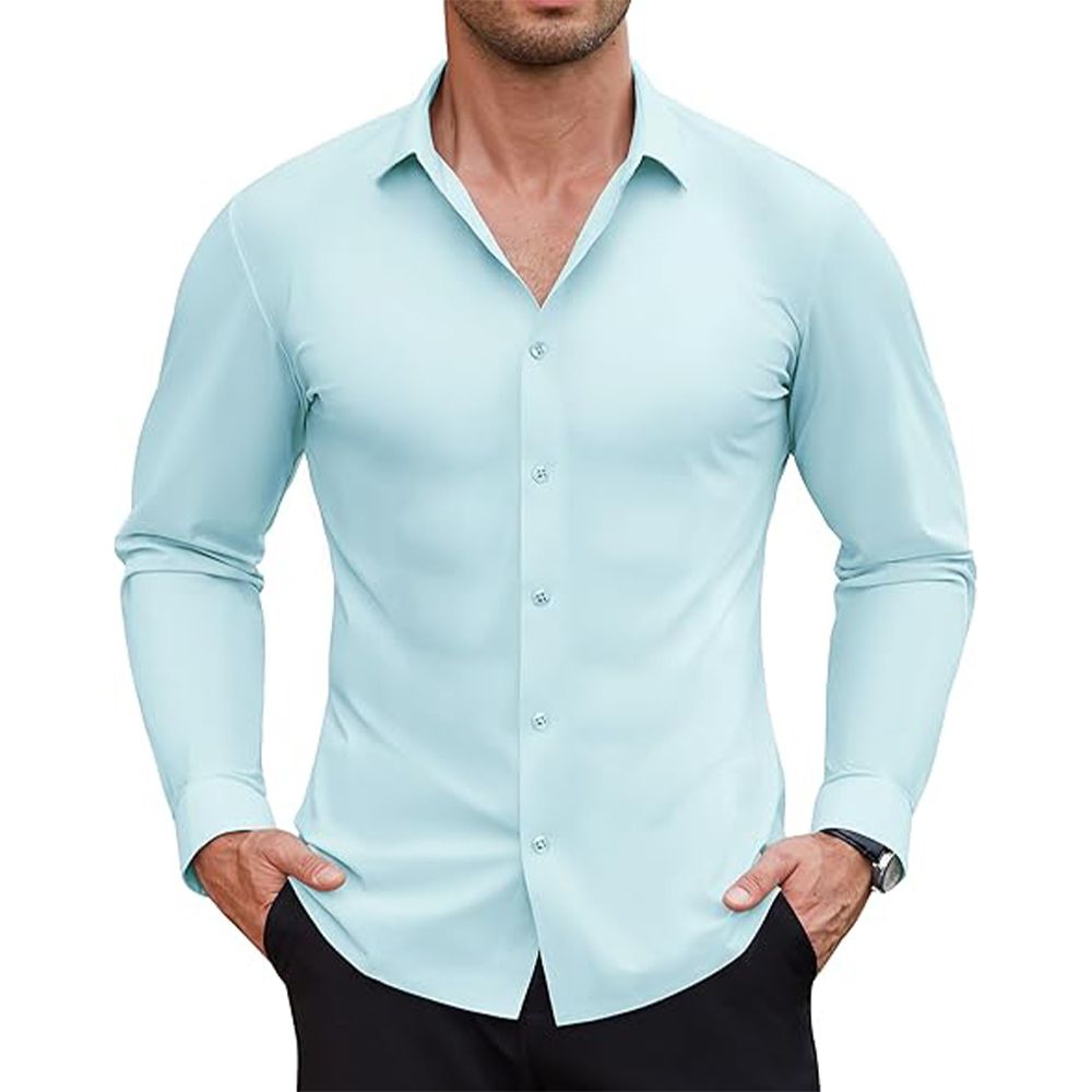 Slim Long Sleeve Shirts Casual Button Down Men's Shirts Clothing Blouses Slim Fit Dress Shirts for Men