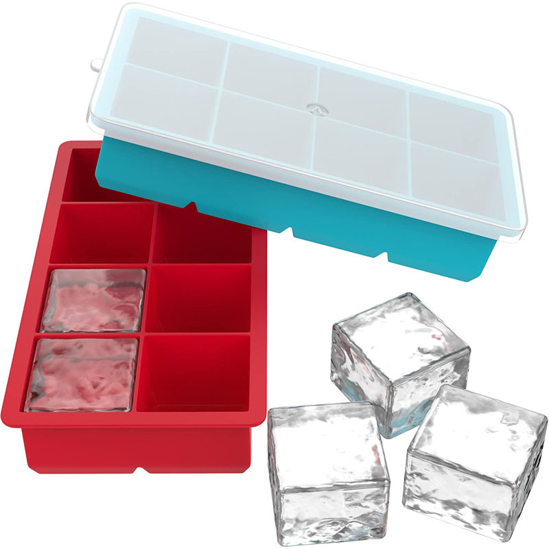 Promotional Factory Wholesale Food Grade Silicone Multi-Color Square 4/6/8cell Ice Cube Mold