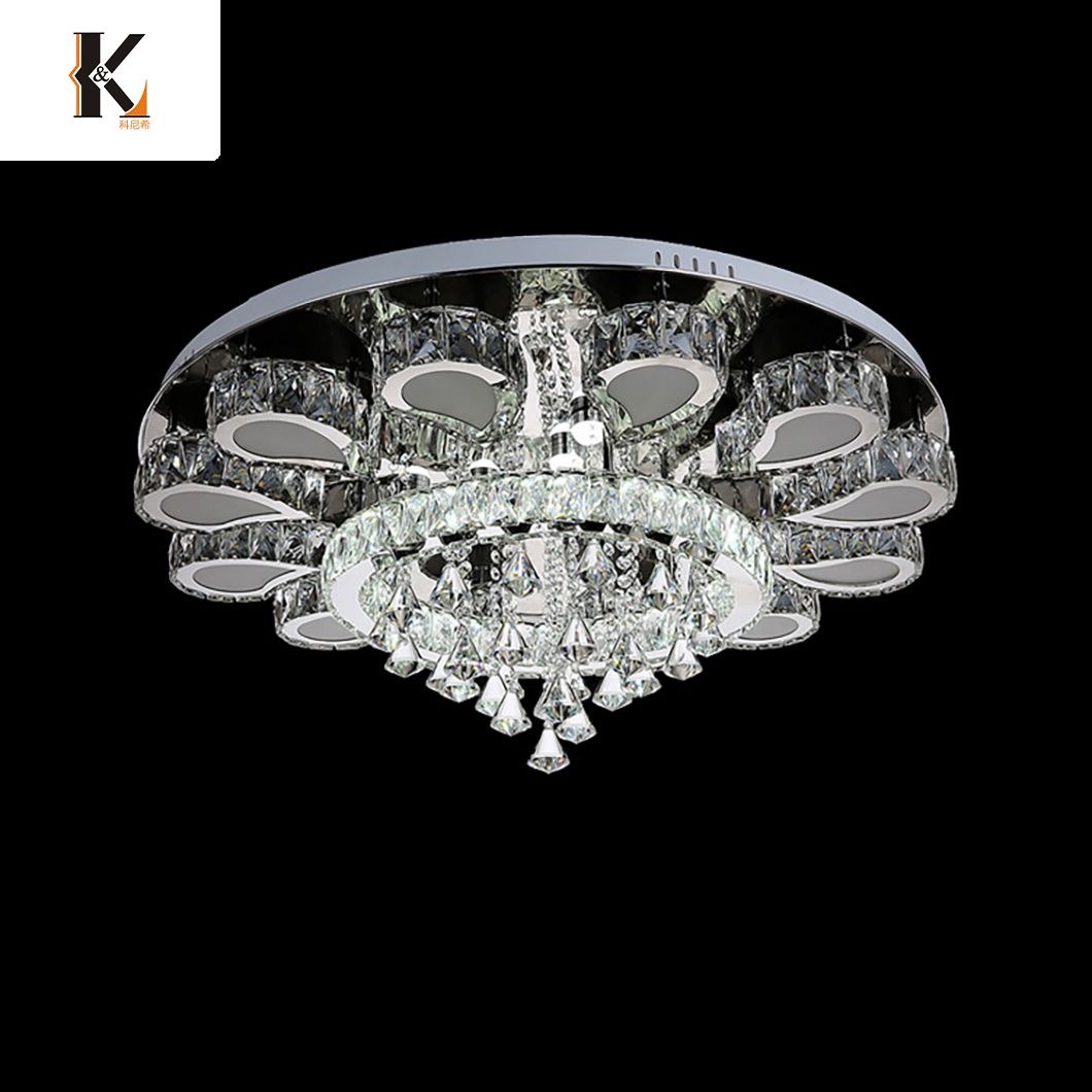 Crystal LED Ceiling Lighting Ready to Ship China Hotel Hanging Large Long Living Room Wedding LED Modern Luxury Crystal Ceiling Light