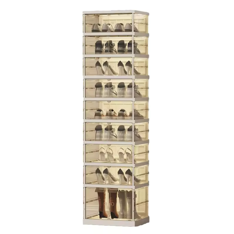 Shoe Storage Boxes Organizers Foldable Collapsible Clear Display Shoe Cabinet Square Injection Plastic Storage Premium