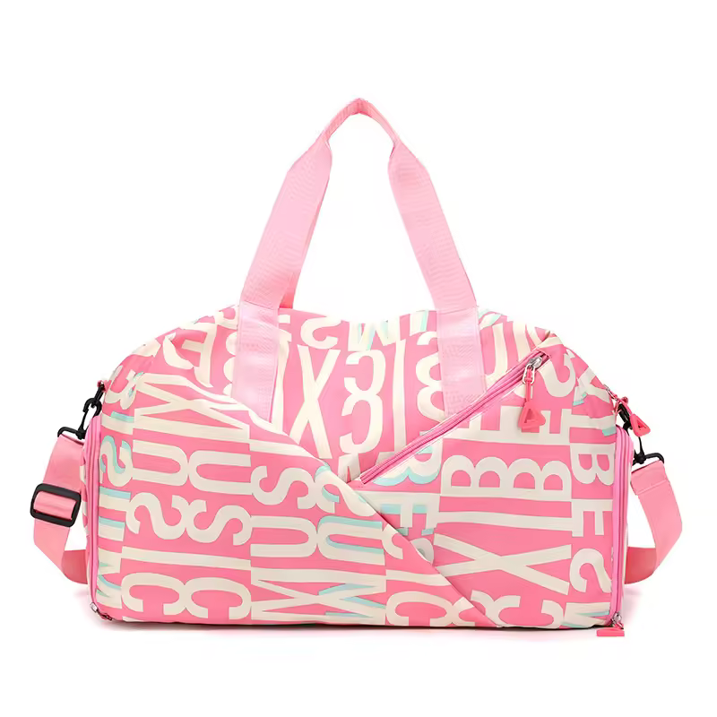 High Quality Pink Gym Travel Sport Waterproof Weekend Duffel Dry Wet Tote Bag With Shoe Compartment Oxford Travel Bag For Women