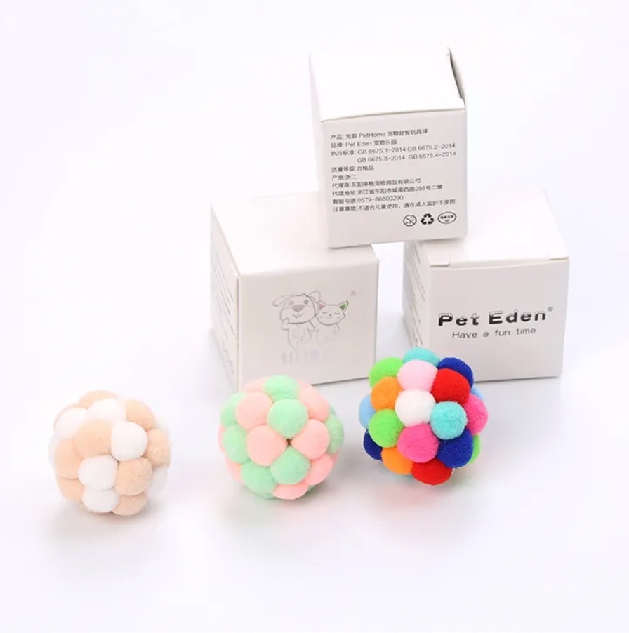 1PC Per Box Handmade Colorful Kitten Ball Cat Playing Toy