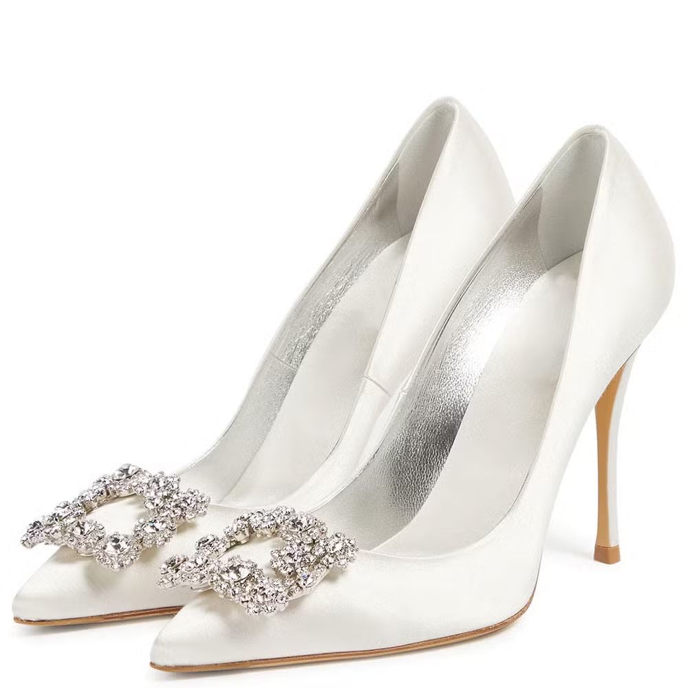 2025 New High-Quality Bridal Shoes, Rhinestone-Studded Stiletto Heels with Pointed Toes, Women's High Heels and Shoe Prices