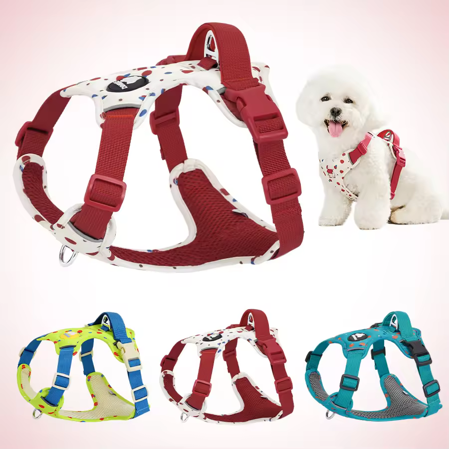 Premium Comfortable Walking Dog Harness With Breathable Mesh Padding Adjustable Straps And Stylish Pattern For Dog Harness
