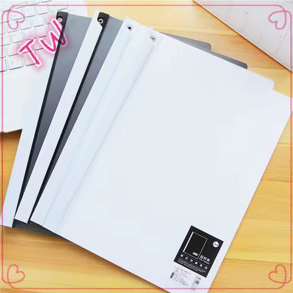Office Popular Black A5 File Folder Plastic File Folder Fashionable White Pp File Folder 023