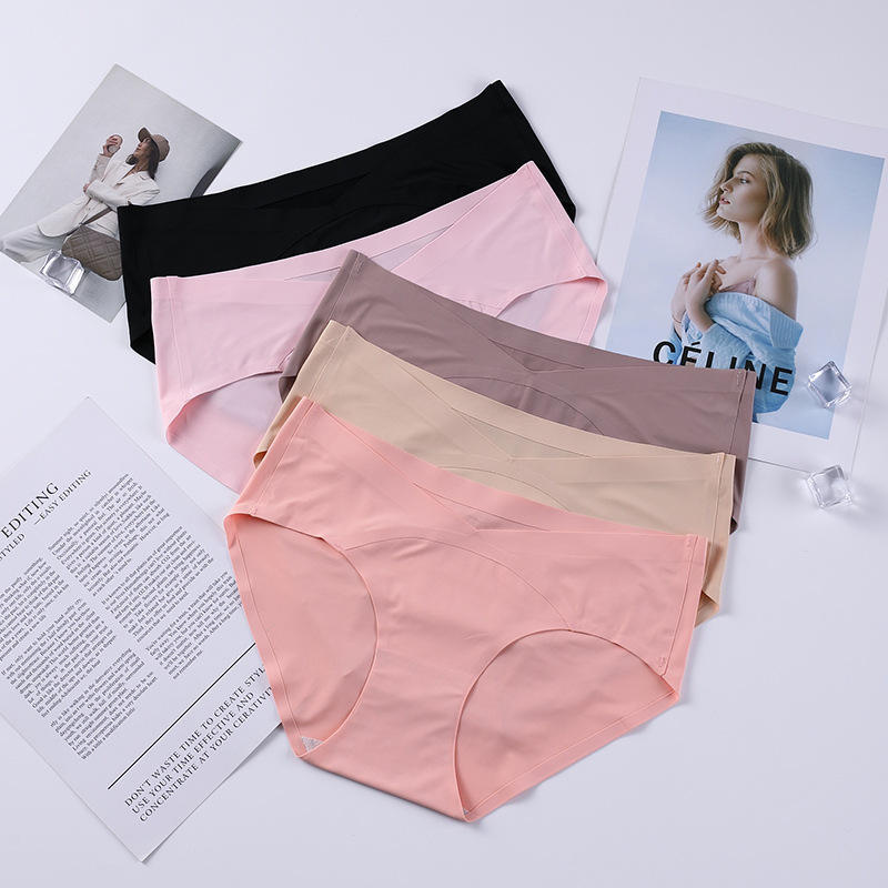 Ice Silk Bikini-Style Low-Waist Front Cross Women Seamless Panties